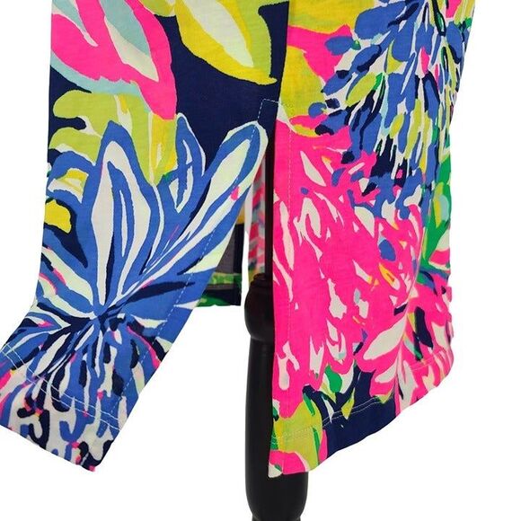 Lilly Pulitzer NWOT Kenzie Dress Resort Navy Travelers Palm Small - Picture 7 of 9